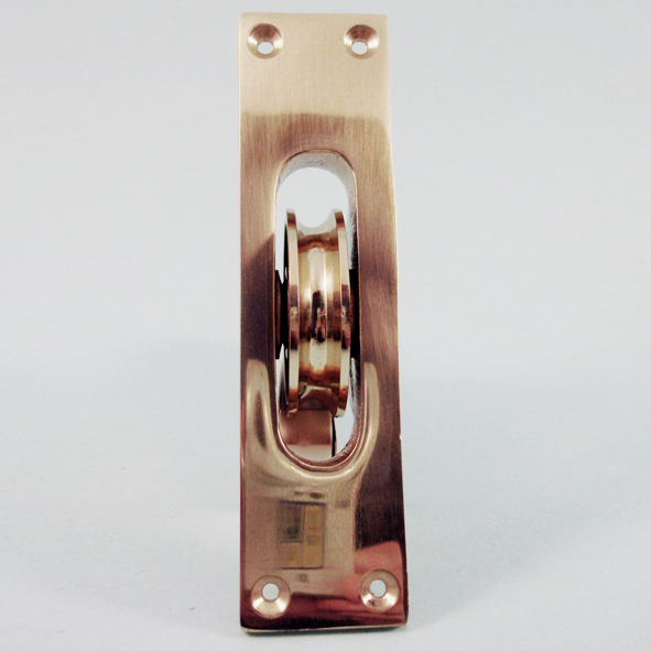 THD149/PB • Polished Brass • Square • Sash Pulley With Cast Brass Body 44mm [1¾] Brass Pulley With Wide Faceplate